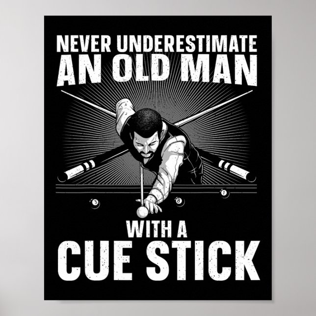 Best Pool Art For Men Grandpa Billiard Player Pool Poster (Front)