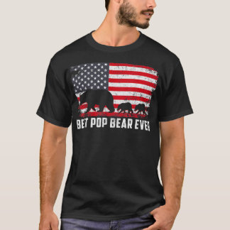 Best Pop Bear Ever USA American Flag Father's Day  T-Shirt