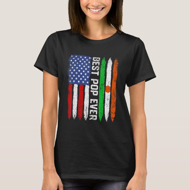 Best Pop Ever  Father's Day Niger Us Flag Retro T-Shirt (Front)
