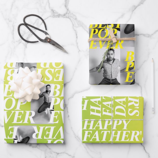 BEST POP EVER | Funny Dad Photo Gift  Wrapping Paper Sheet (Front)