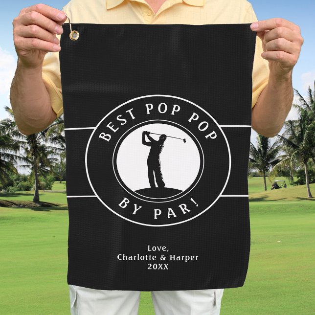 Best Pop Pop By Par Elegant Sports Black & White Golf Towel (Best Pop Pop By Par Elegant Sports Black & White Golf Towel)