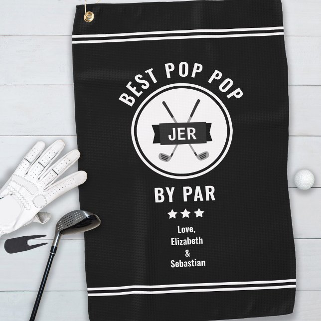 Best Pop Pop By Par Modern Golfer Golf Lover Black Golf Towel (Creator Uploaded)