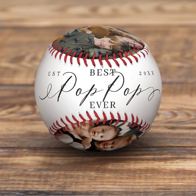 Best Pop Pop Ever Script Fathers Day Photo Collage Baseball (Creator Uploaded)