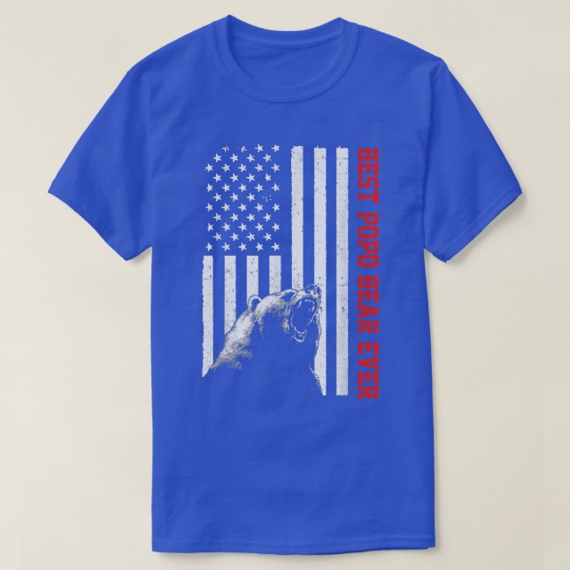 Best Popo Bear Ever USA American Flag Father's Day T-Shirt (Design Front)
