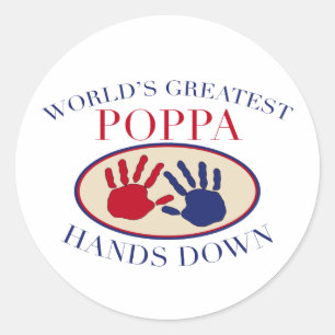 Best Poppa Hands Down Classic Round Sticker