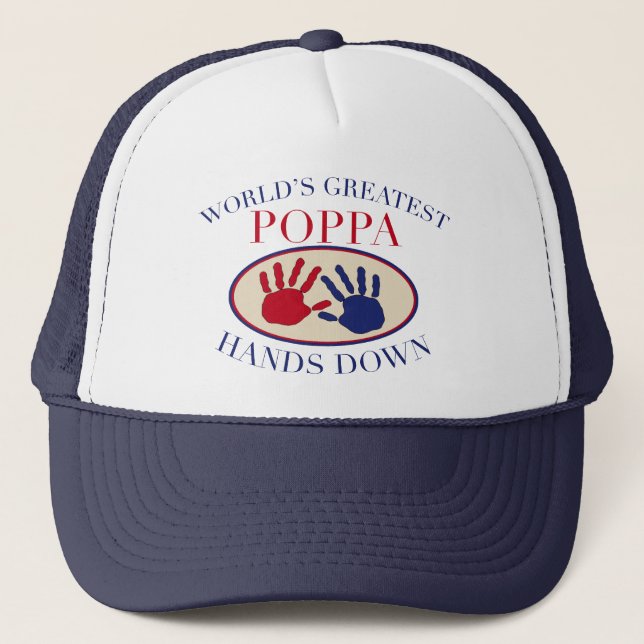 Best Poppa Hands Down Trucker Hat (Front)