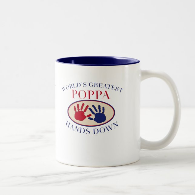 Best Poppa Hands Down Two-Tone Coffee Mug (Right)