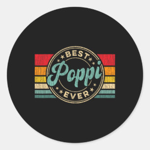 Best Poppi Ever Vintage Retro Father&#; s Day Gift Classic Round Sticker