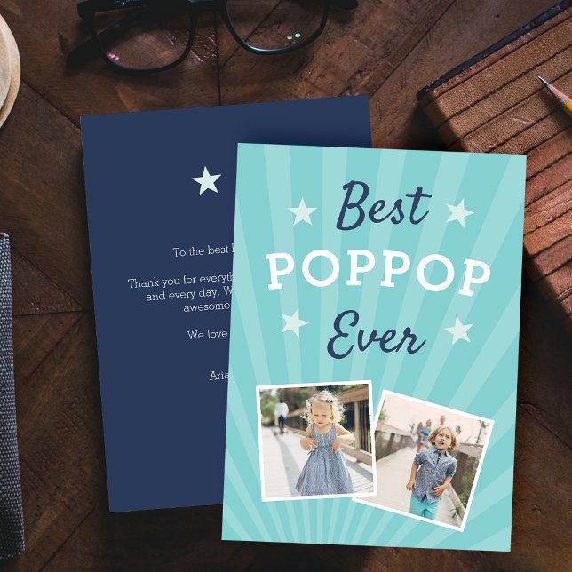 Best Poppop Ever | Father's Day Flat Photo Card (Creator Uploaded)