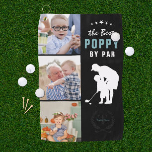 Best Poppy By Par   Monogram Photo Collage  Golf Towel
