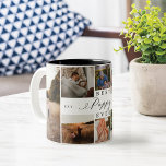 Best Poppy Ever Elegant Script 8 Photo Collage Two-Tone Coffee Mug<br><div class="desc">Send a beautiful personalised gift to your Poppy that he'll cherish. Special personalised family photo collage to display your special family photos and memories. Our design features a simple 8 photo collage grid design with "Best Poppy Ever" designed in a beautiful handwritten black script style & serif text pairing. Customise...</div>