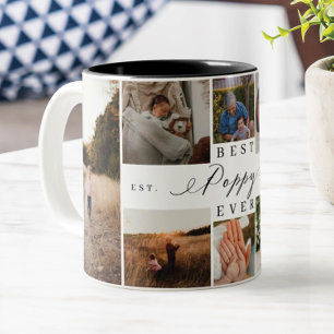 Best Poppy Ever Elegant Script 8 Photo Collage Two-Tone Coffee Mug