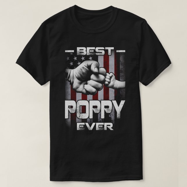 Best POPPY Ever Fist-bump US Flag T-Shirt (Design Front)