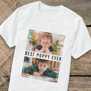 Best Poppy Ever Grandchildren 2 Photo Collage  T-Shirt