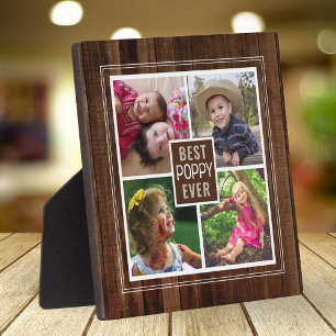 Best Poppy Ever Grandpa 4 Photo Collage Dark Wood Plaque