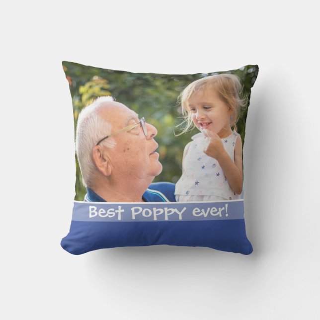 Best Poppy Ever Love You Most 2 Photo Blue   Cushion (Front)