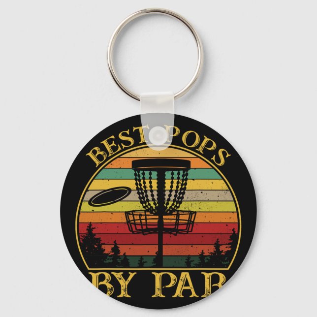 Best Pops By Par Funny Disc Golfing Dad  Key Ring (Front)