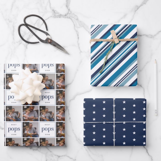 Best Pops Ever Father's Day Coordinating Wrapping Paper Sheet (Front)
