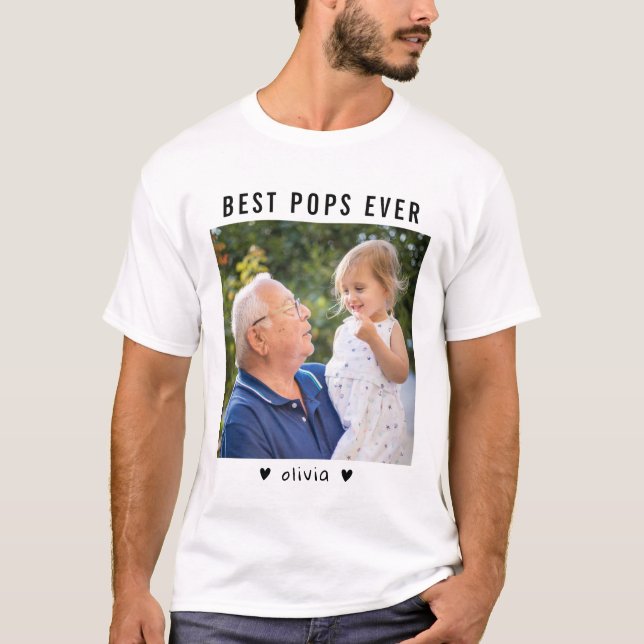 Best Pops Ever Grandfather And Grandkid Photo   T-Shirt (Front)