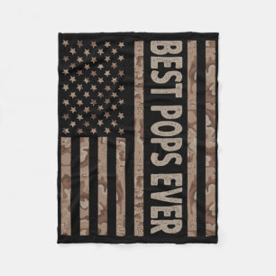 Best Pops Ever Us American Flag Funny Grandpa Fath Fleece Blanket
