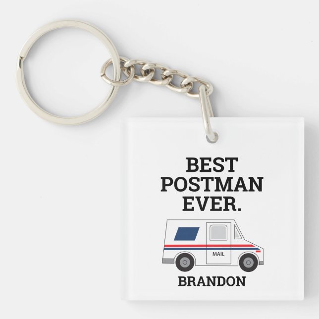 Best Postman Ever Personal Mailman Mail Truck Key Ring (Front)