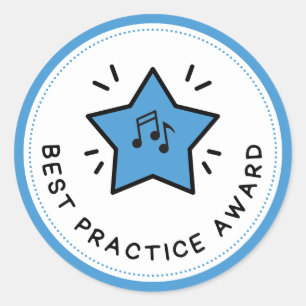 Best Practice Award Music Notes Blue Teacher Classic Round Sticker