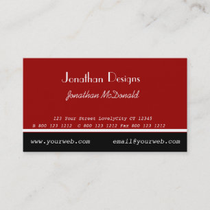 Best Preppy Colour Contrast Bright Red on Black Business Card