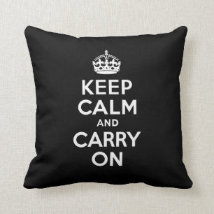 Best Price Keep Calm and Carry On Black & White Cushion