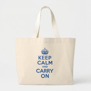 Best Price Keep Calm And Carry On Blue Large Tote Bag