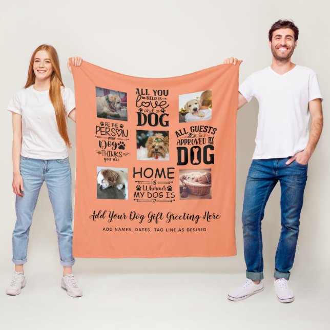 BEST PRICES! DOG Owner Quotes PHOTO COLLAGE Gift Fleece Blanket (In Situ)