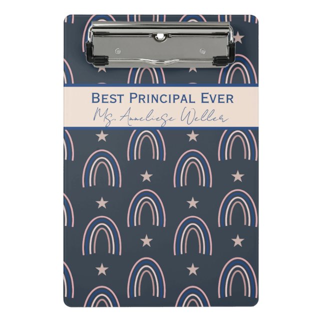 Best Principal Ever Personalized Boho Rainbow Mini Clipboard (Front)