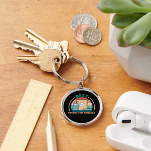 Best Production Manager - Retro Style Round Key Ring