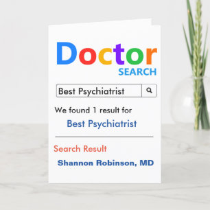 Best Psychiatrist Search Thank You Card
