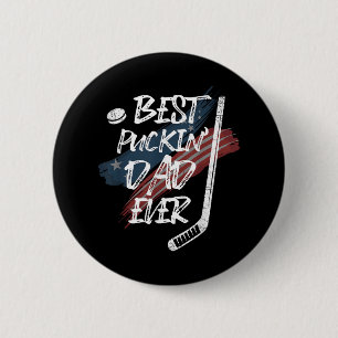 Best Puckin Dad Ever Shirt American Flag For Hocke 6 Cm Round Badge
