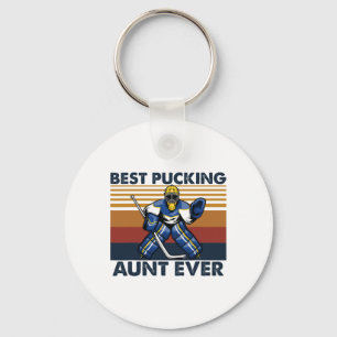 Best Pucking Aunt Ever Funny Hockey Aunt Saying Key Ring