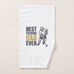 Best Pucking Dad Ever Hockey Dad Shirt Design_1 Hand Towel