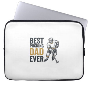 Best Pucking Dad Ever Hockey Dad Shirt Design_1 Laptop Sleeve