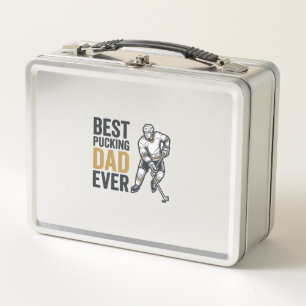 Best Pucking Dad Ever Hockey Dad Shirt Design_1 Metal Lunch Box