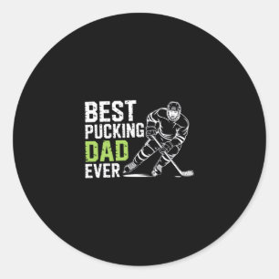 Best Pucking Dad Ever Retro Ice Hockey Coach On Fa Classic Round Sticker
