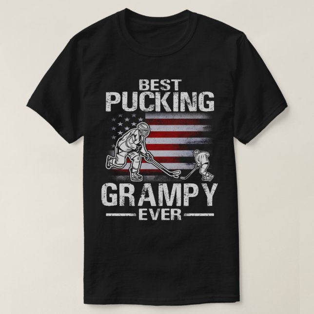 Best Pucking GRAMPY Ever Hockey US Flag Father's D T-Shirt (Design Front)