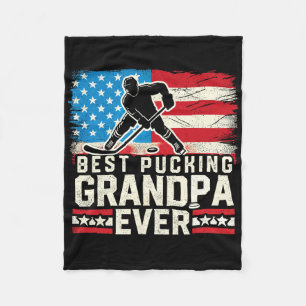 Best Pucking Grandpa Ever Shirt Hockey Lover Fleece Blanket