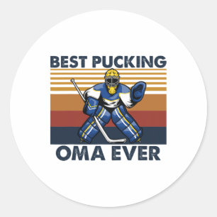 Best Pucking Oma Ever Funny Hockey Grandma Saying Classic Round Sticker