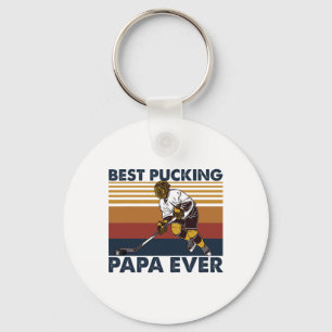 Best Pucking Papa Ever Funny Hockey Dad Saying  Key Ring