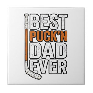 Best Puck'n Dad Ever Hockey Father Vector Design_1 Ceramic Tile