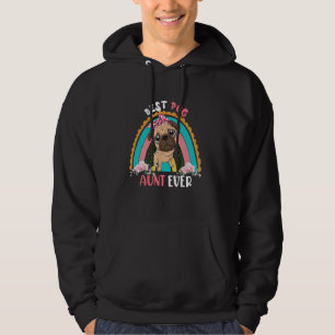 Best Pug Aunt Ever Cute Rainbow Flowers Dog Mother Hoodie