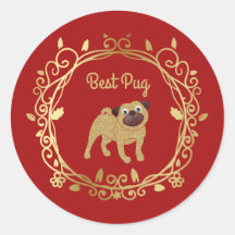 Best Pug Customisable Wedding Sticker