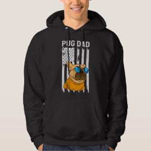 Best Pug Dad Ever American Flag Sunglasses Cute Pu Hoodie