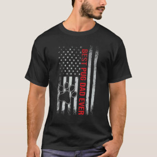 Best Pug Dad Ever Usa Flag Vintage Fathers Day Fro T-Shirt