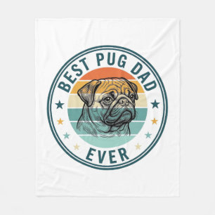 Best Pug Dad Ever Vintage Engraving Dog Shirt Desi Fleece Blanket
