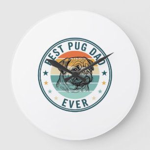 Best Pug Dad Ever Vintage Engraving Dog Shirt Desi Large Clock